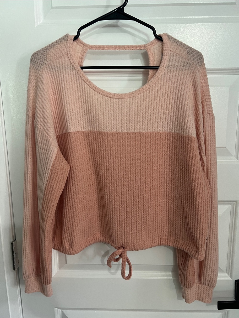 Hollister Two-Tone Blush Pink Waffle Knit Scoop Neck Sweater